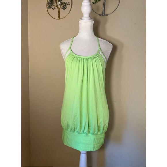lululemon athletica Tops - Lululemon Zippy Green / White No Limits Athletic Tank Top Size 4